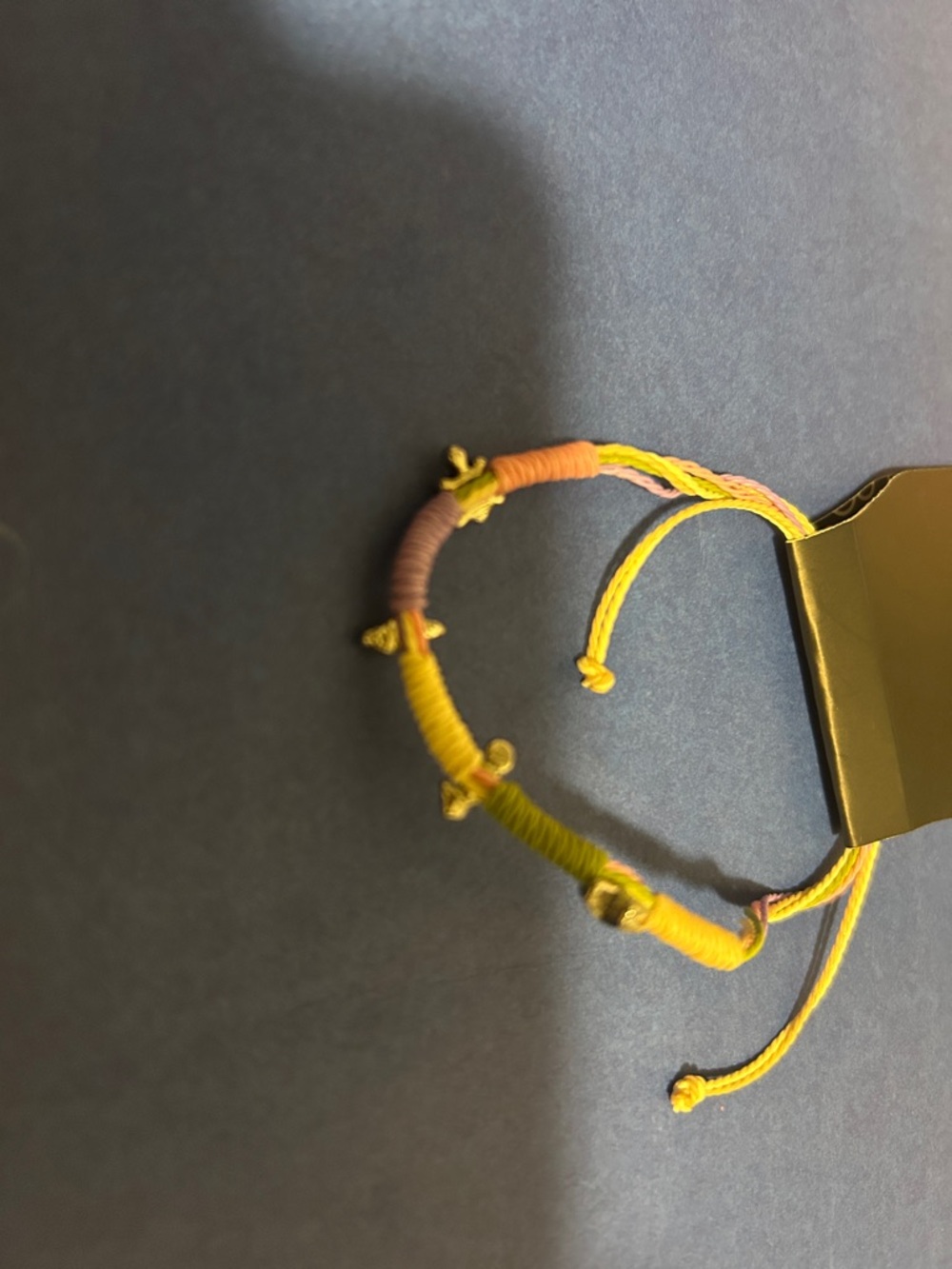 Adjustable Yellow & Pink Woven Cord Bracelet